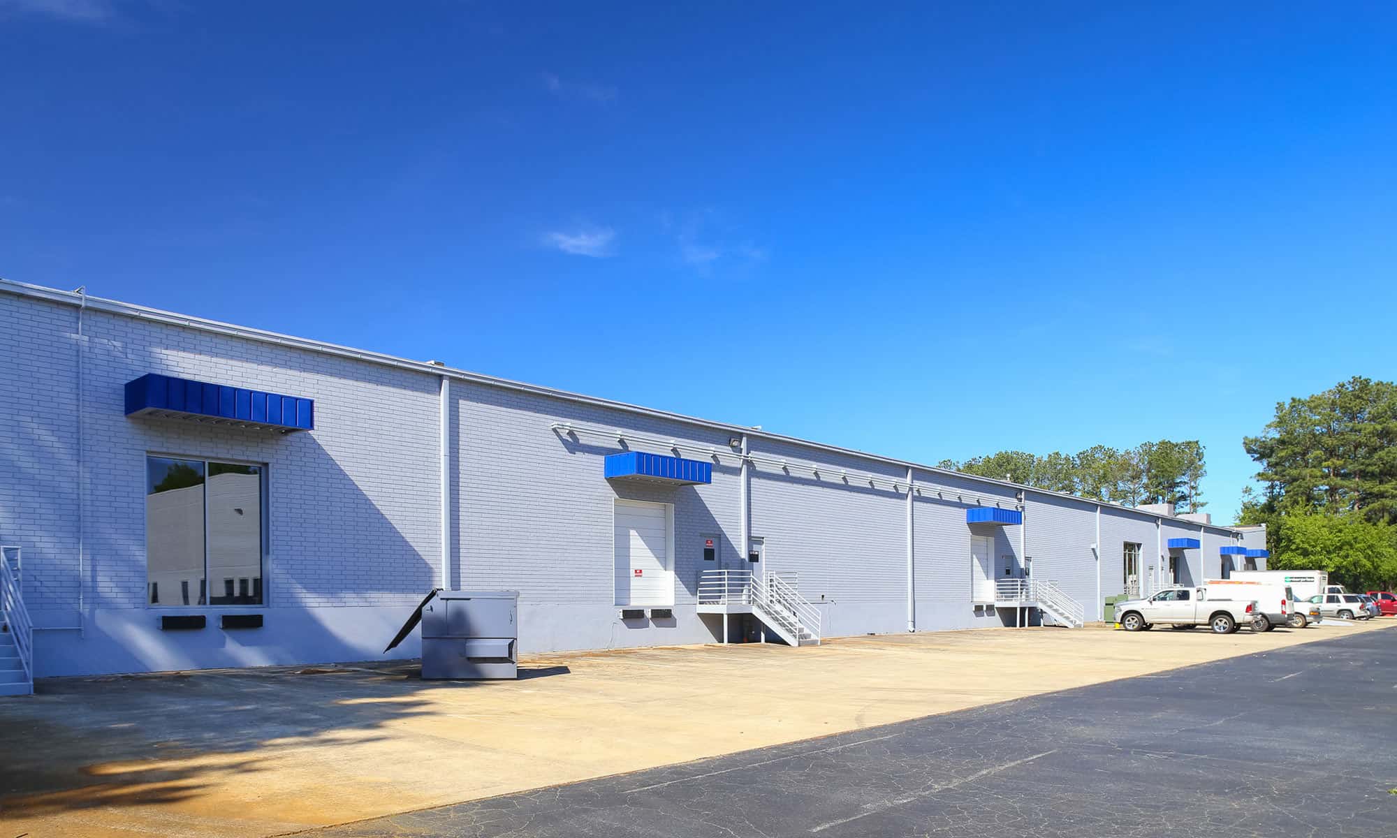 Outside, back of the building